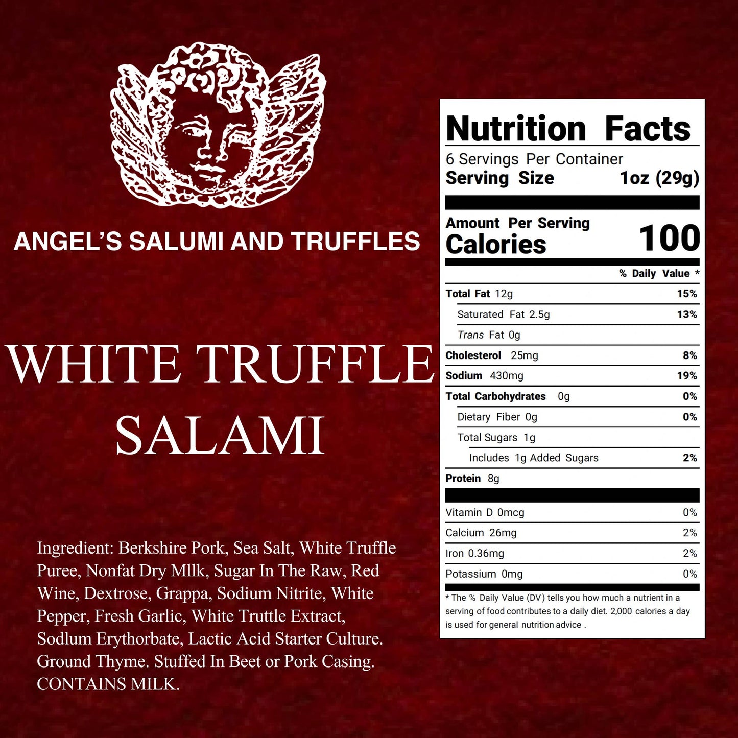 Angel's White Truffle Salami (6.5oz)