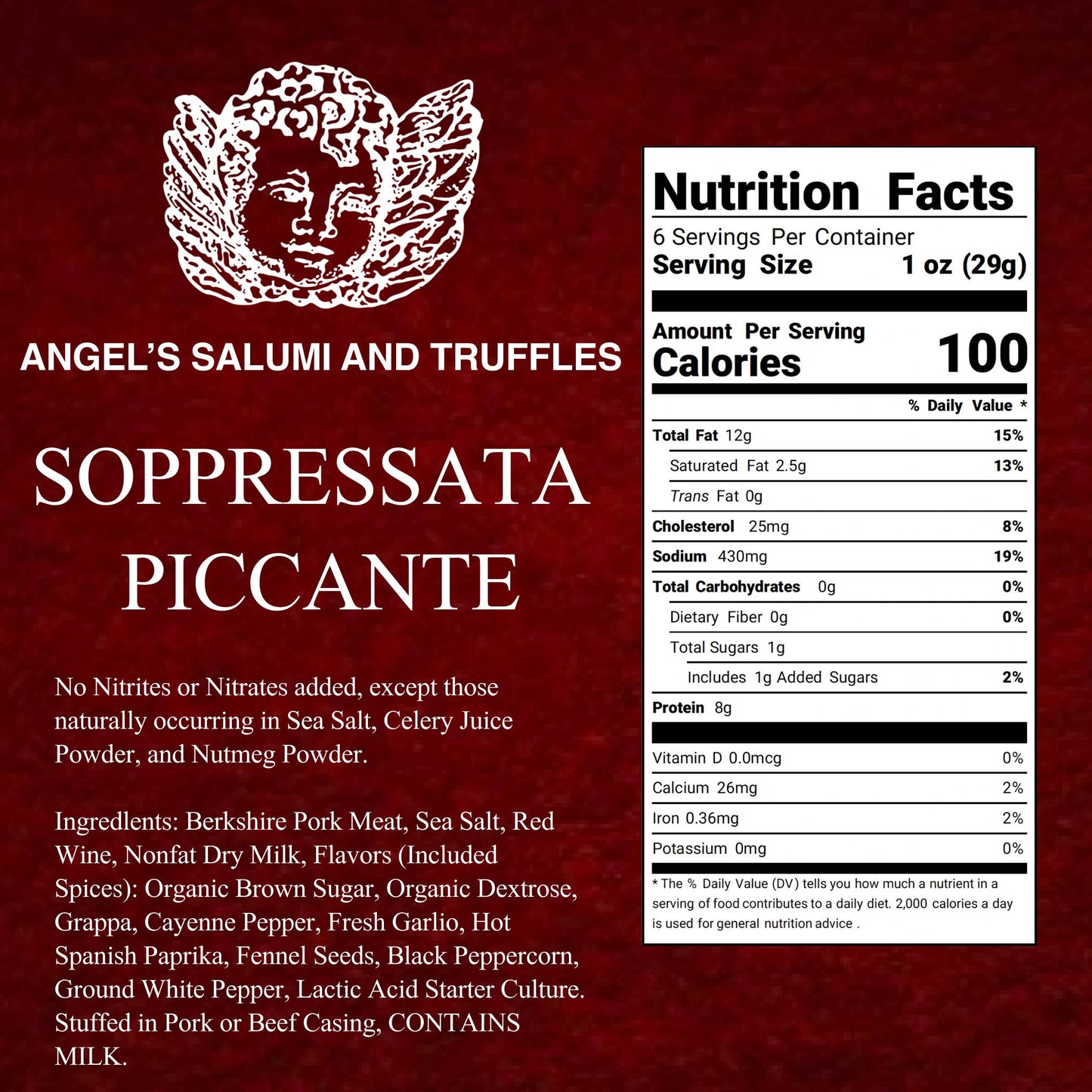 Angel's Soppressata Piccante Salami (5.5oz)