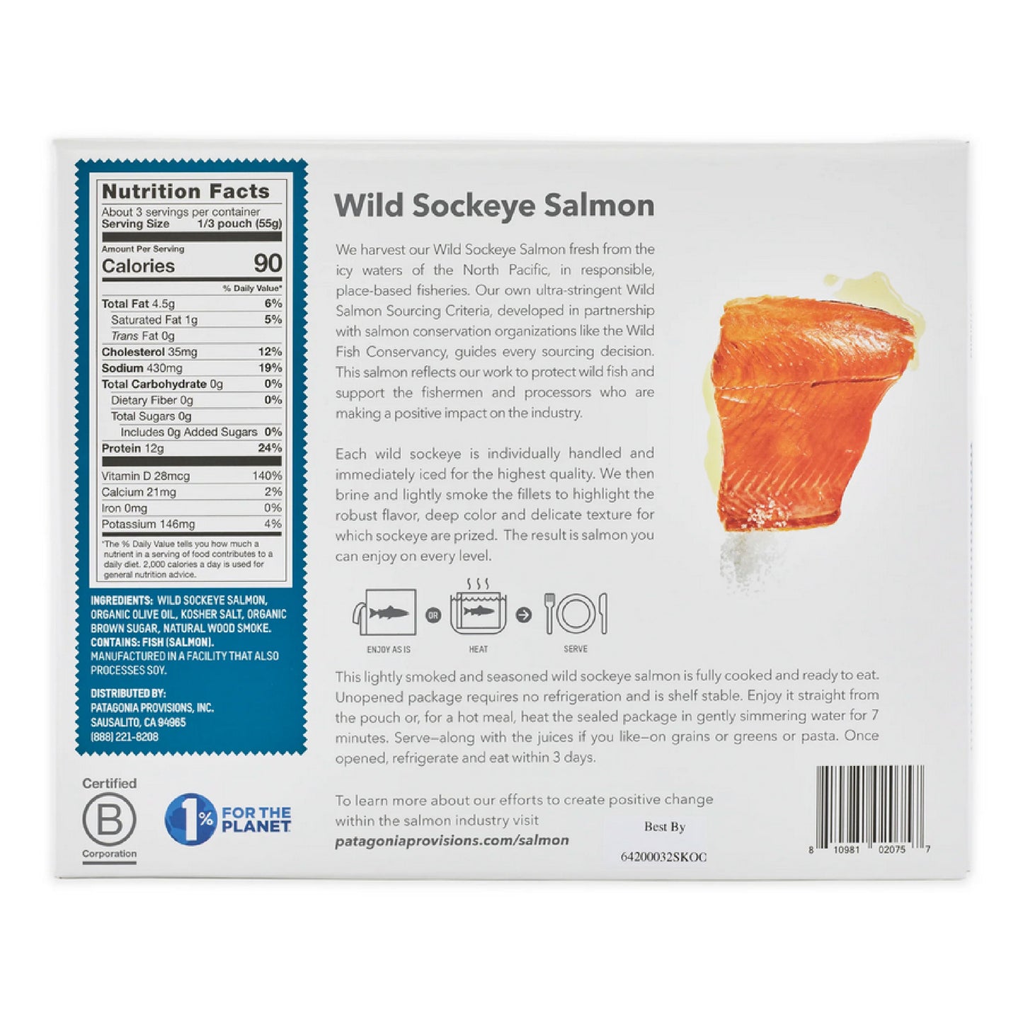 Patagonia Provisions Lightly Smoked Wild Sokeye Salmon