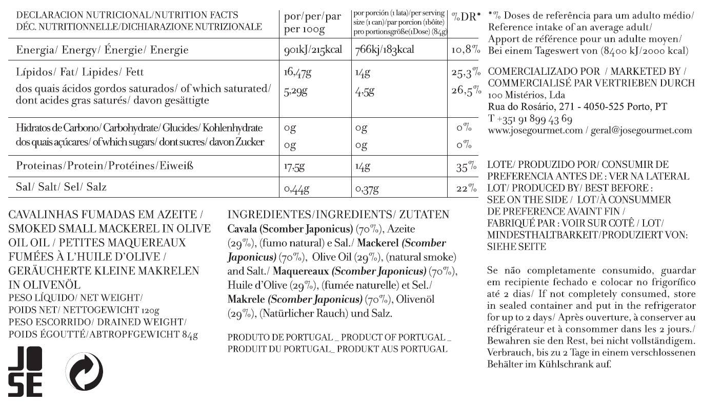 Jose Gourmet Smoked Small Mackerel in Olive Oil