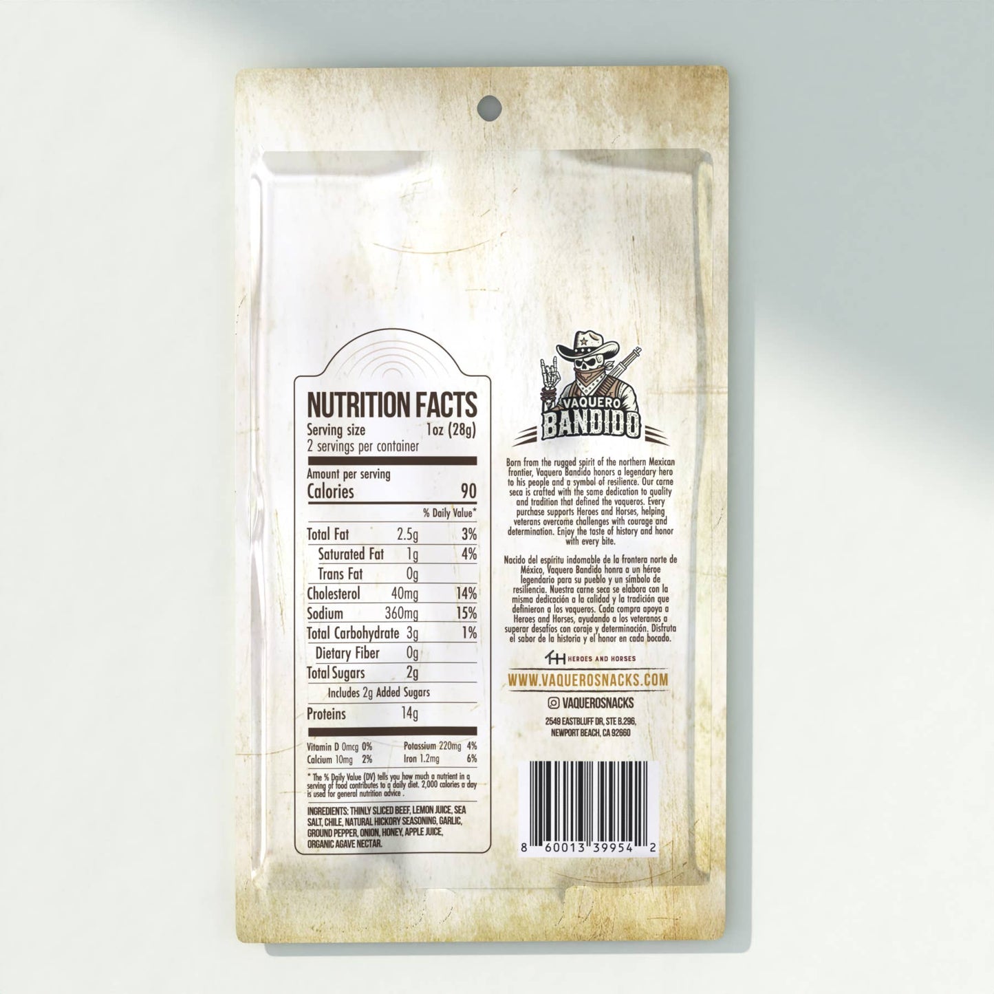 Vaquero Bandido Carne Seca Mexican Beef Jerky Hot Honey